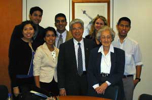 Erick, AIUSA activist Laola Hironaka and a group of Hispanic youth at Senator Akaka’s office in D.C.