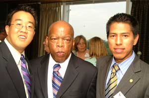 Erick Veliz, Joe Kim and Congressman Lewis at a reception in D.C