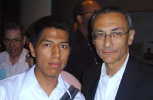 Erick and former Clinton Chief of Staff John Podesta at a documentary screening on the elections in Bolivia.