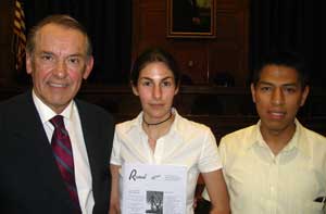 Erick and another Amnesty activist with Jan Eliasson, President of the sixtieth session of the United Nations General Assembly